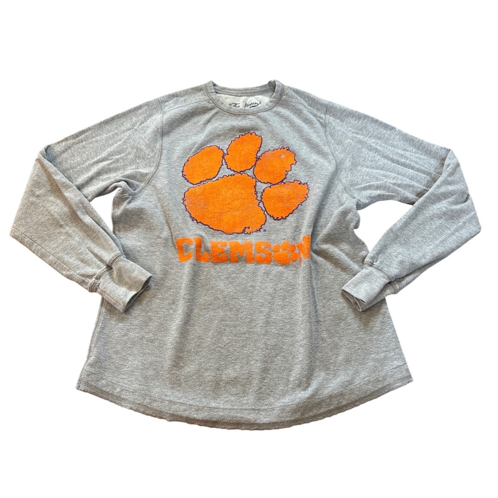 The‎ Victory Clemson Tigers Top Women Grey Long Sleeve Graphic Tee SIZE Medium